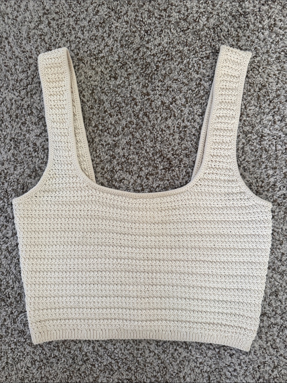 H&M Crochet Knit Cream Cropped Tank